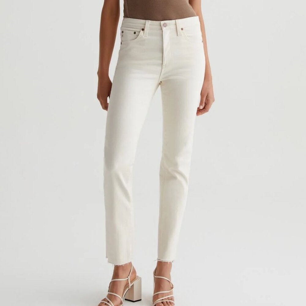 AG "Saige" high-rise Straight Jeans